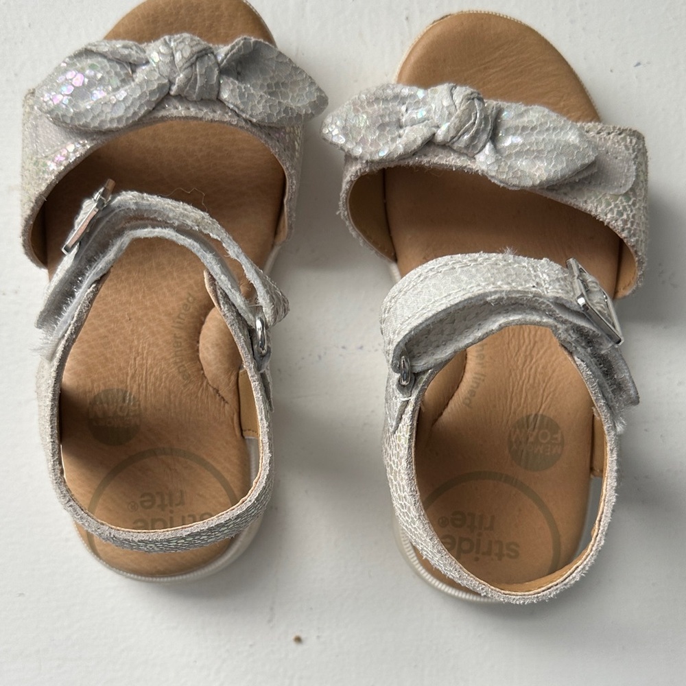 Kids Silver Bow Sandals